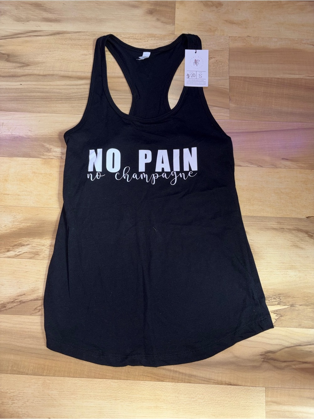 No Pain No Champagne Black Racerback Tank Top by AR
